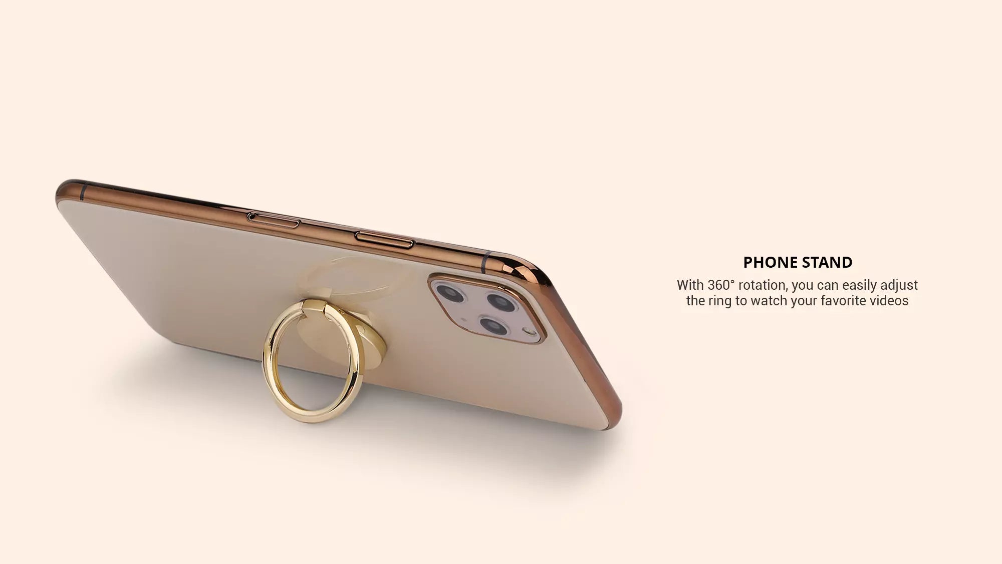 Using a gold ring phone stand with an iPhone
