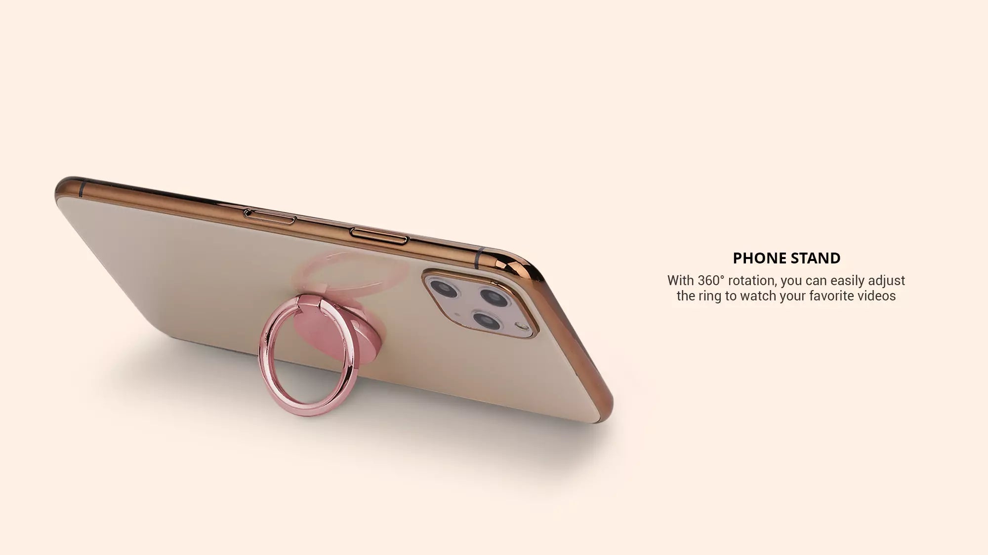 Using a rose gold ring phone stand with an iPhone