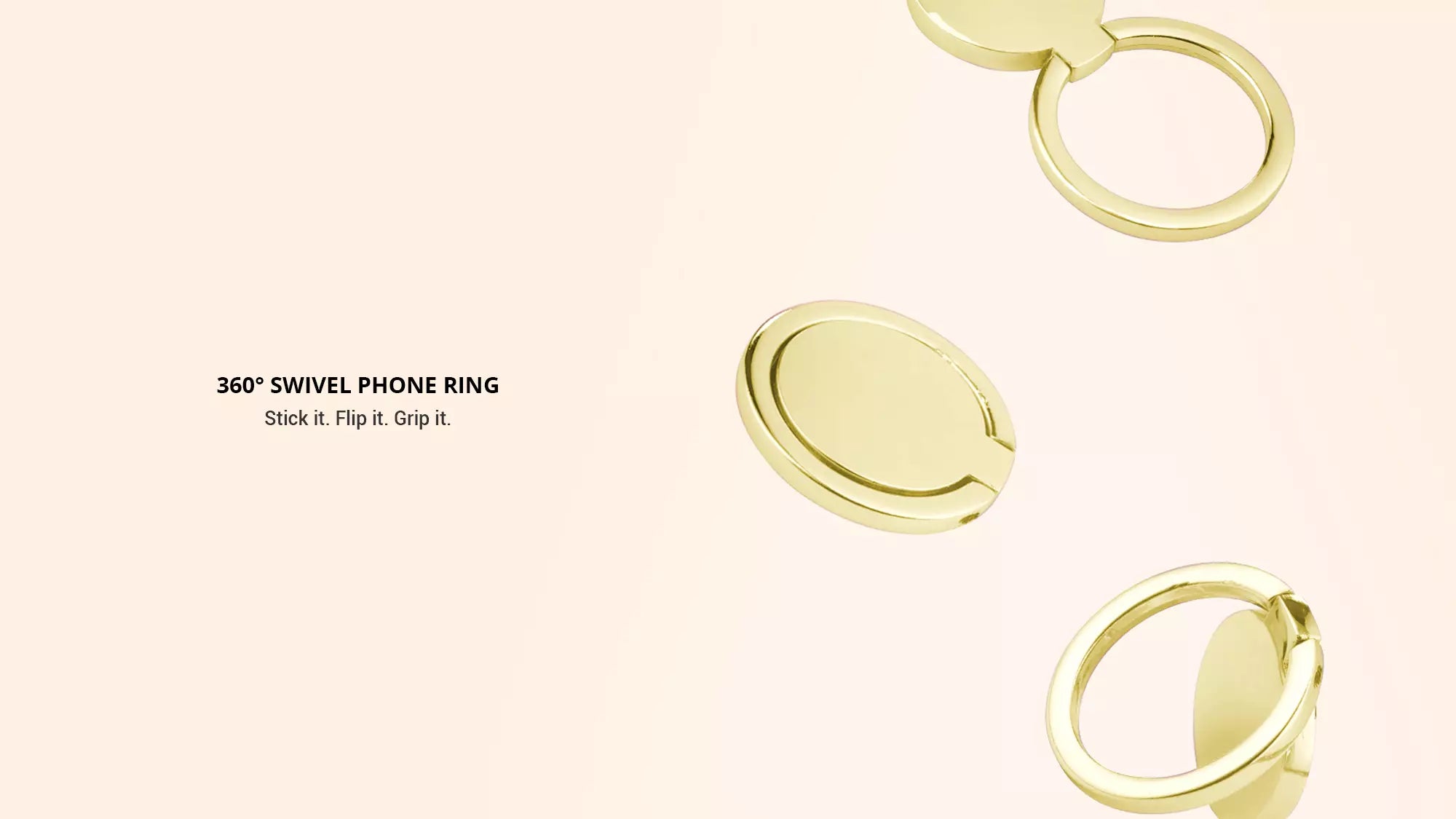 showing 3 functions of gold phone ring