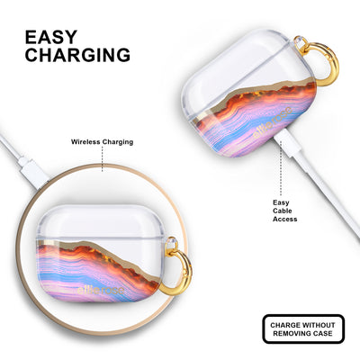 Wireless Charging Compatible Candy Agate Airpods Pro Case