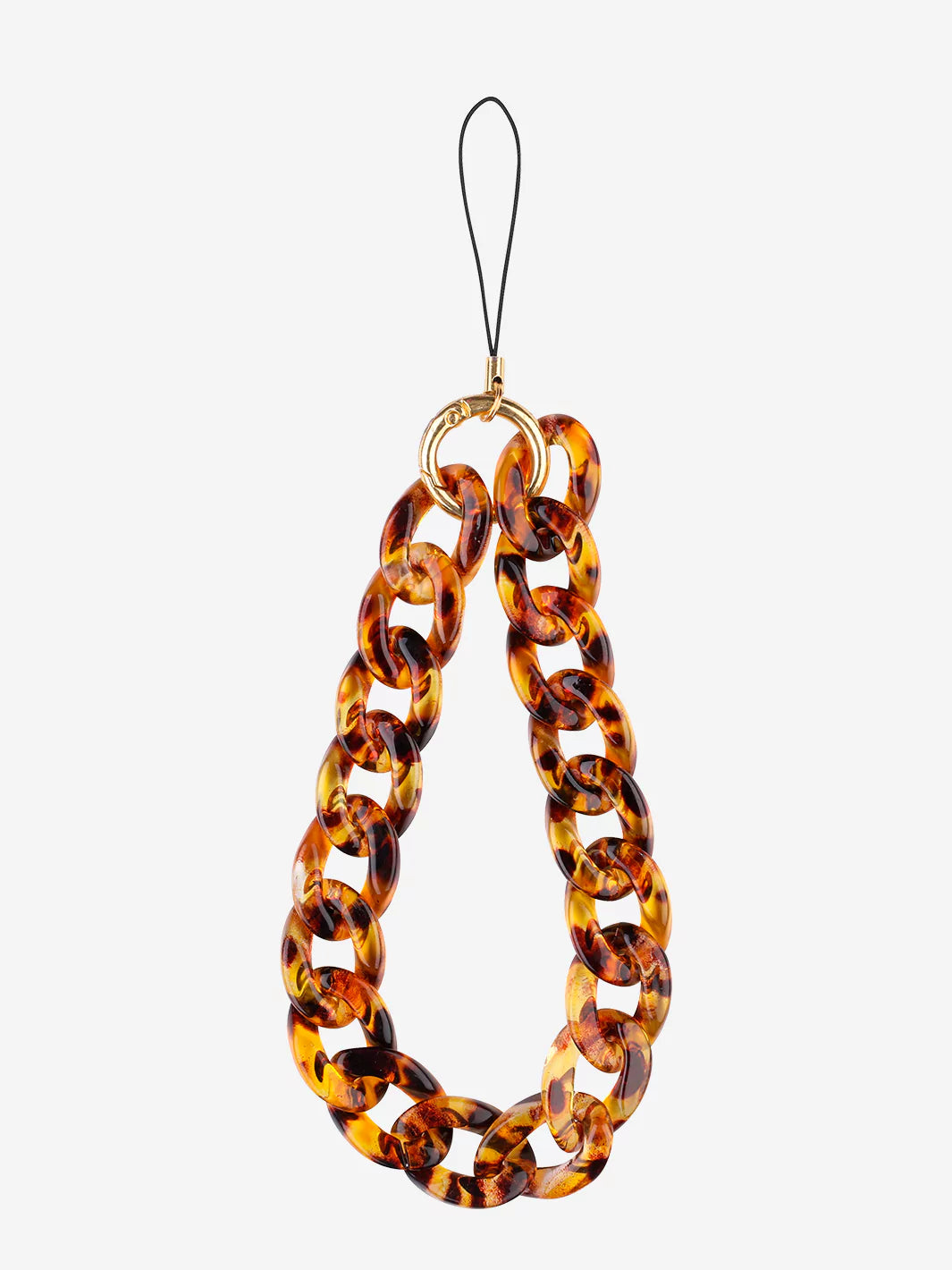 Tortoiseshell phone wristlet charm