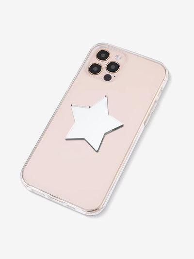 Star mirror design at the back of Rose gold iPhone holographic case