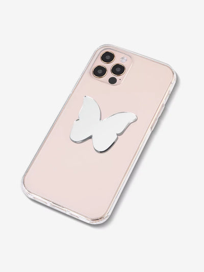 Butterfly mirror design at the back of Rose gold iPhone holographic  case