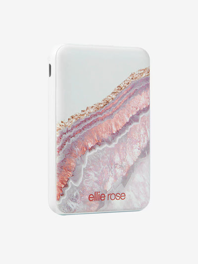 Side view  Rose Gold agate Powerbank