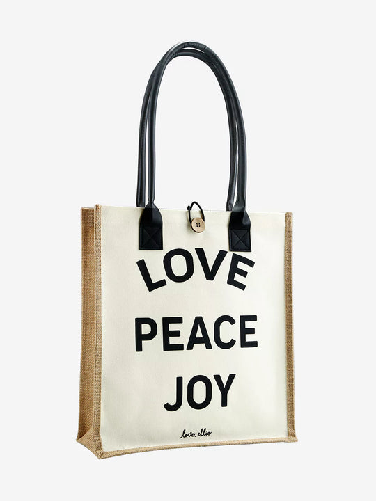 Market Tote Bag Love Peace Joy Ellie Rose