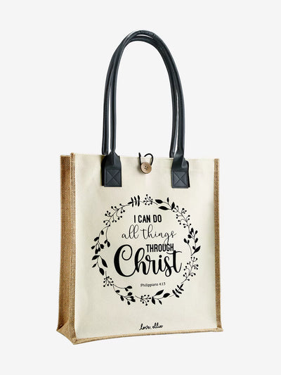 Side view Market Tote Bag I can do all things through christ