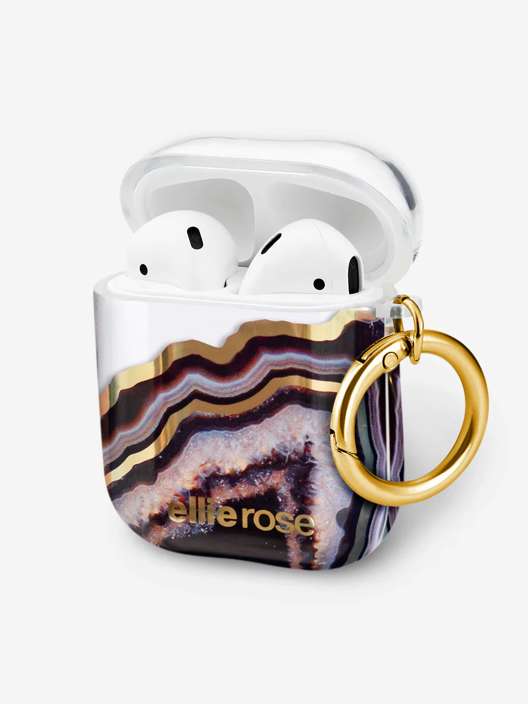 Black Agate AirPods Case side view with gold ring