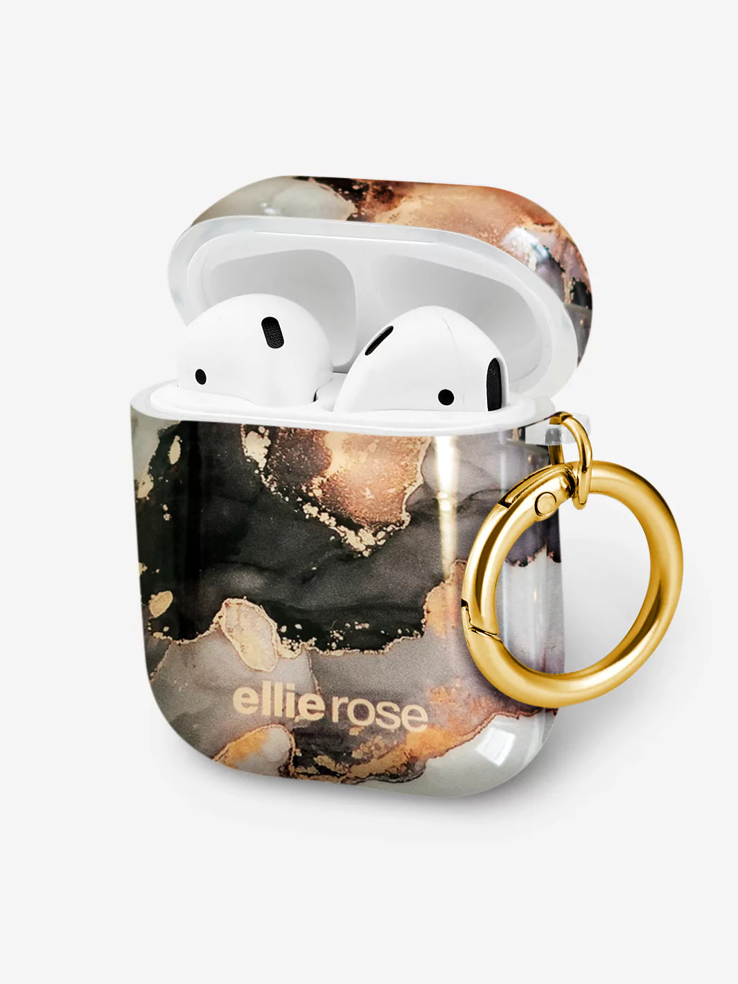 Mercury marble Airpods Case side view with gold ring