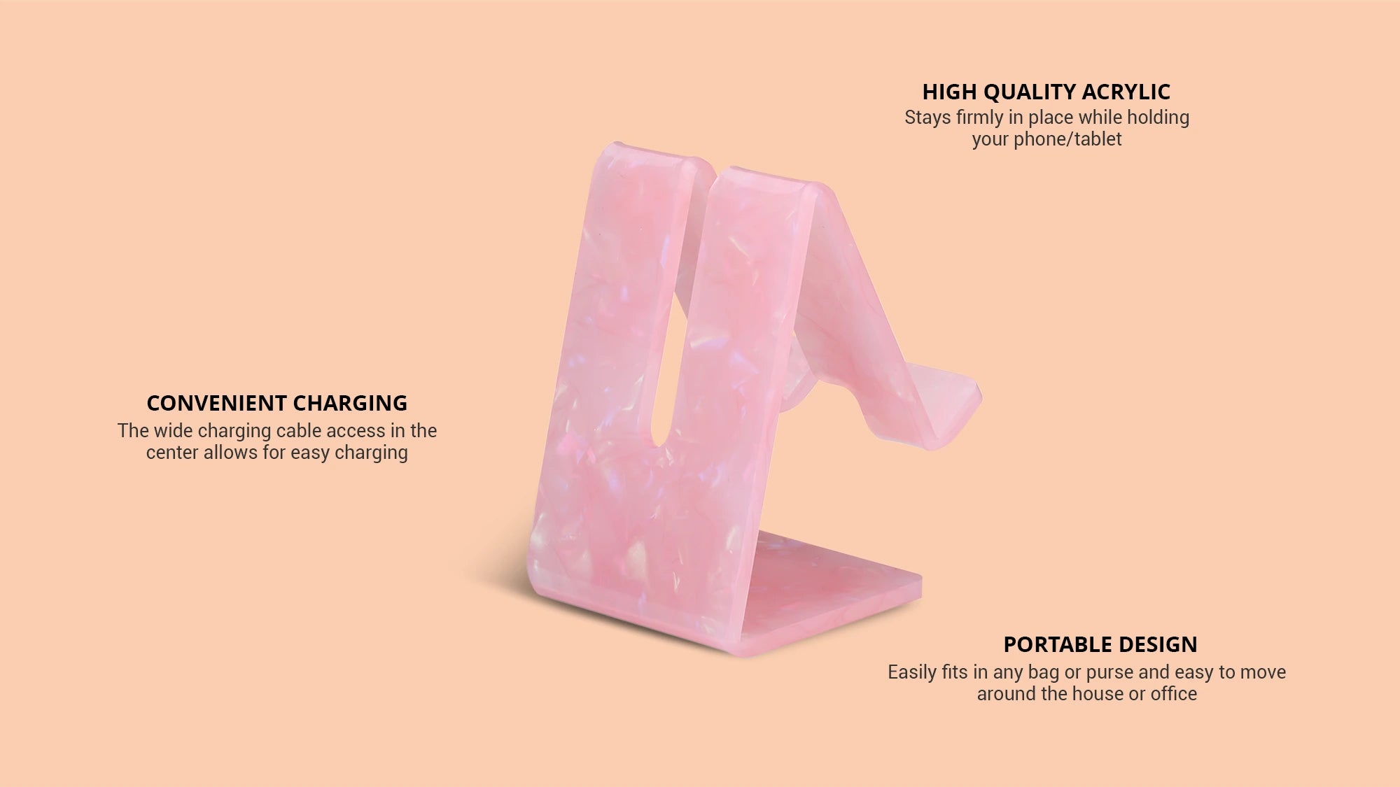 featuring rose quartz phone and tablet stand