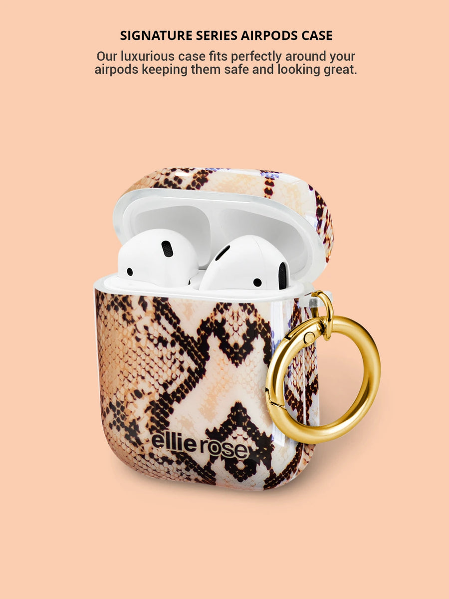 Snakeskin airpods case with gold metal ring