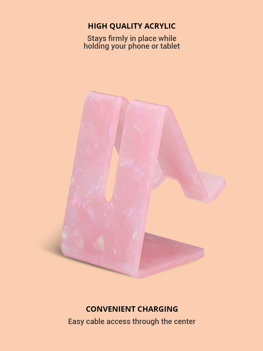 featuring rose quartz phone and tablet stand