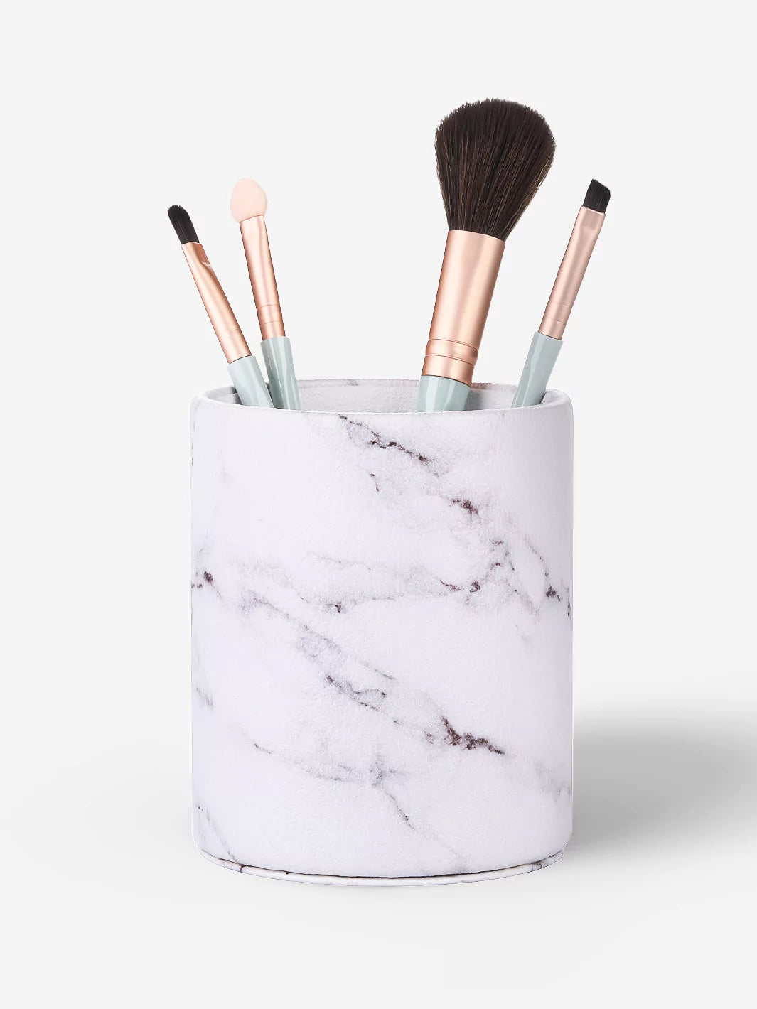 White marble pen cup with make up brush