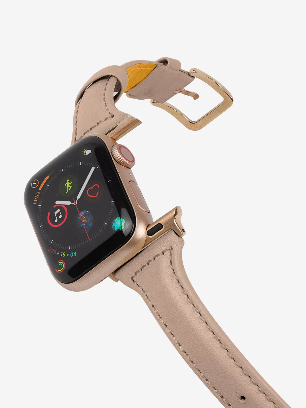 blush leather band for apple watch while led screen is on and led display is not yet intact 