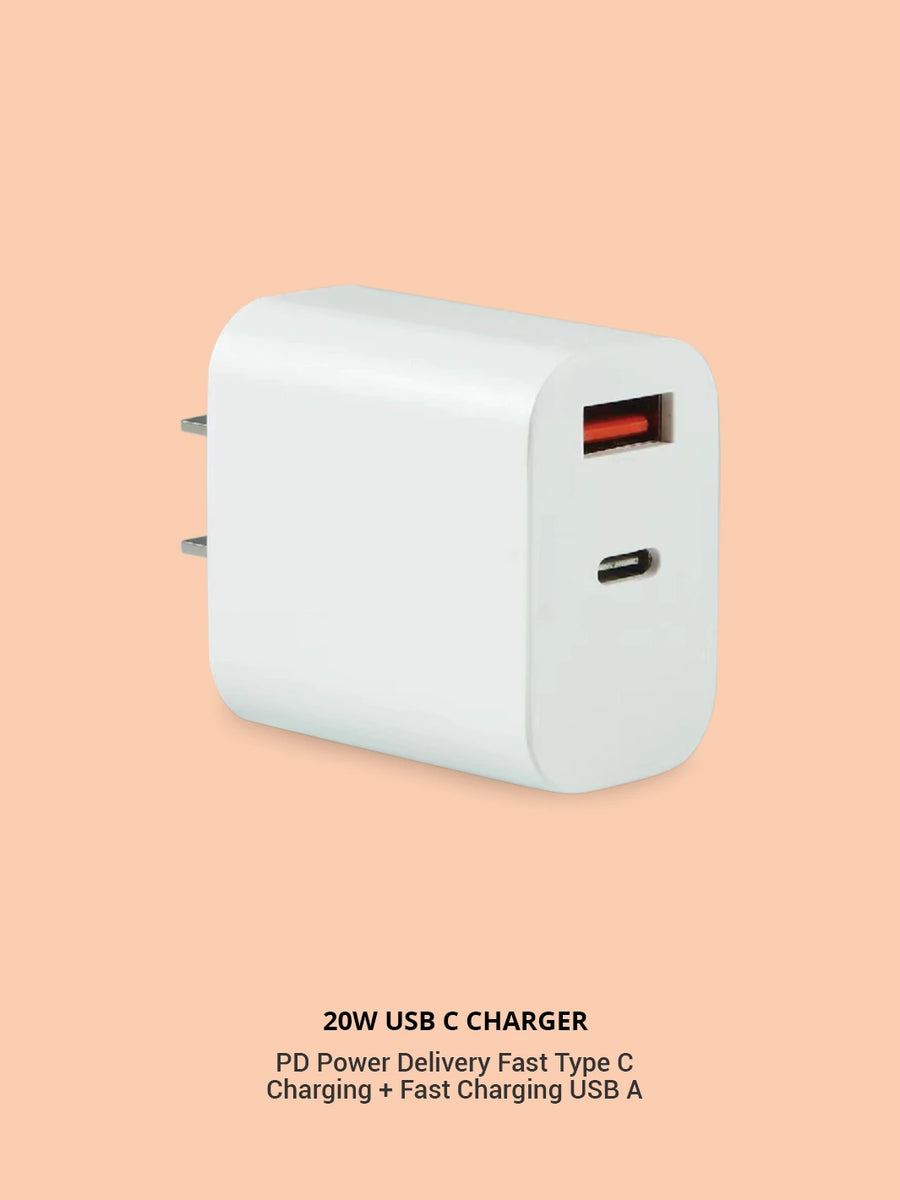 20W usb c charger white wall charger fast charging usb a