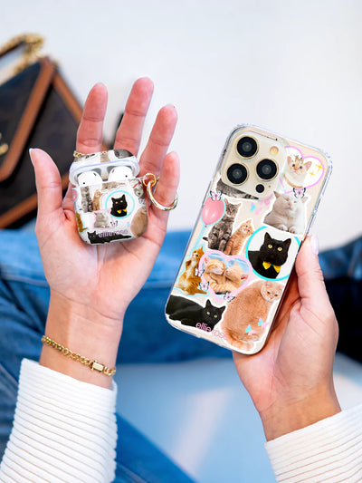 Meow Baby Airpods Case held in hand with iphone