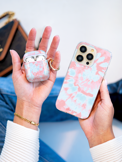 Pink and Blue Tie Dye Airpods Case