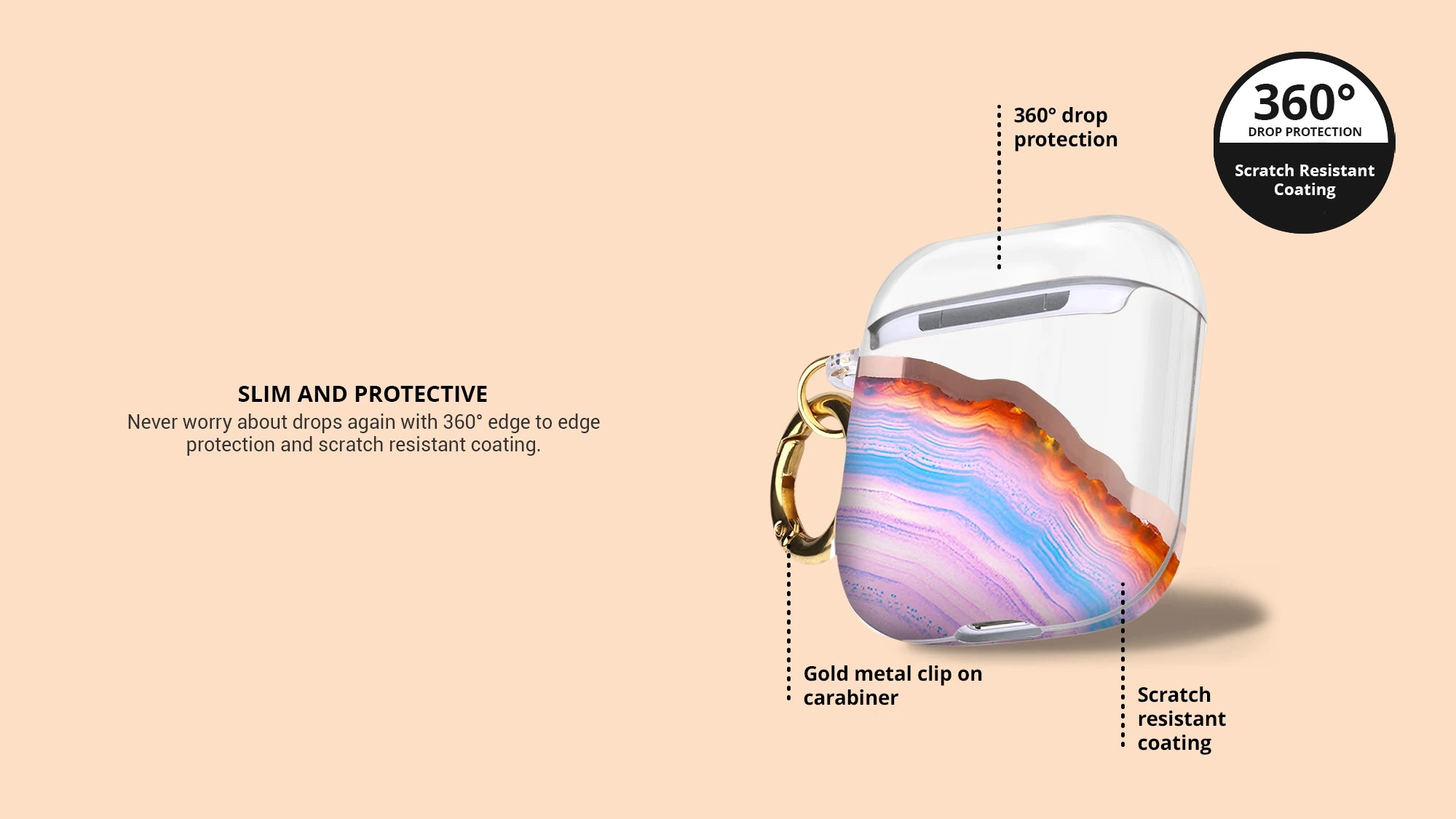 Candy agate airpods case slim and protective