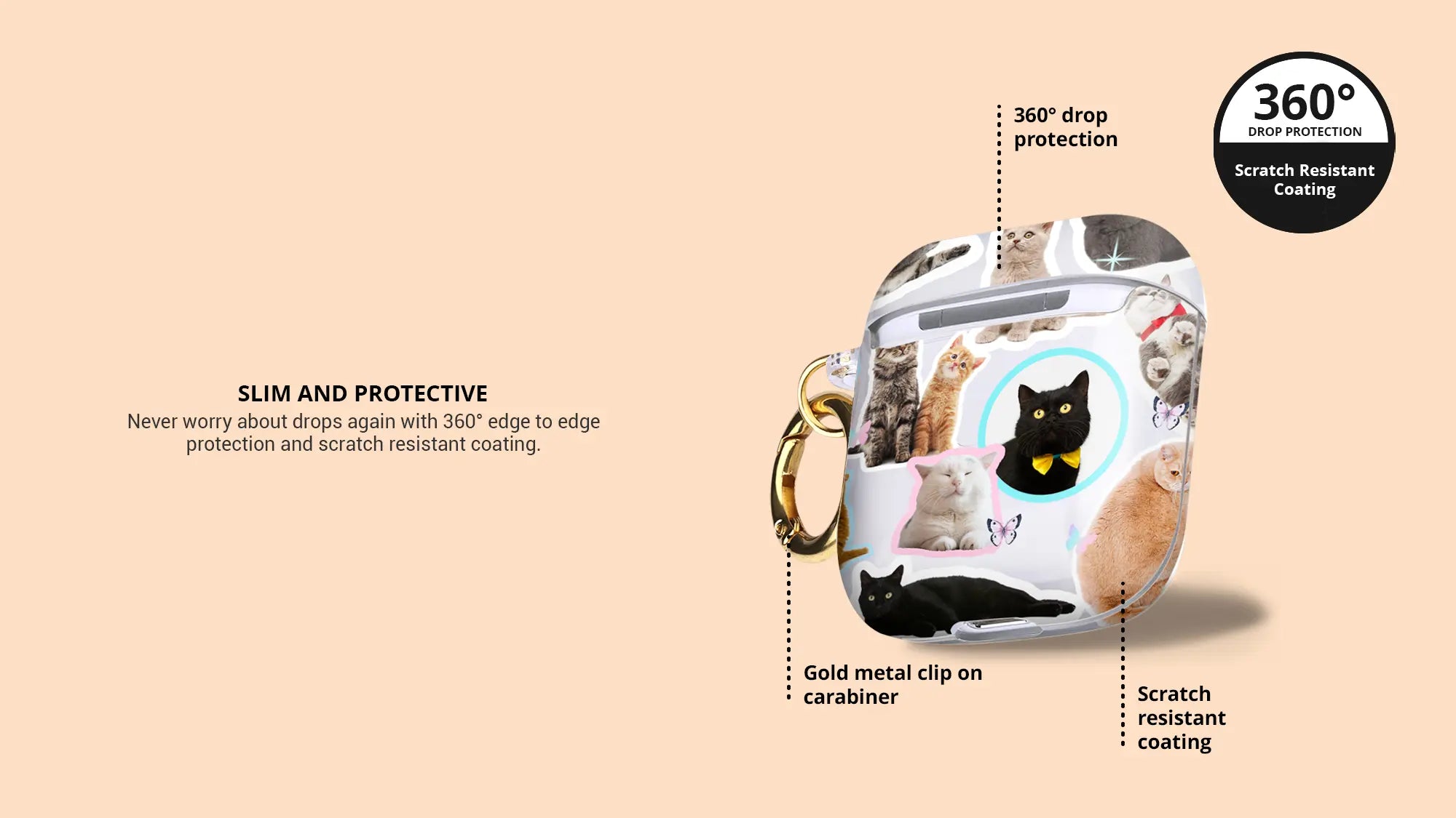 Slim and protective meow baby airpods case