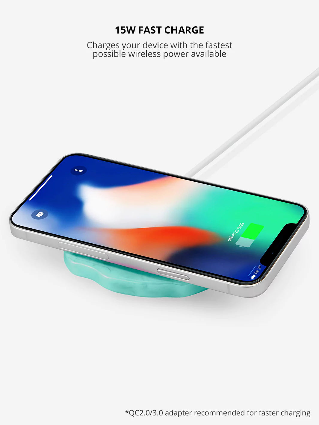 iPhone with Aqua Crystal Holographic Wireless Charger