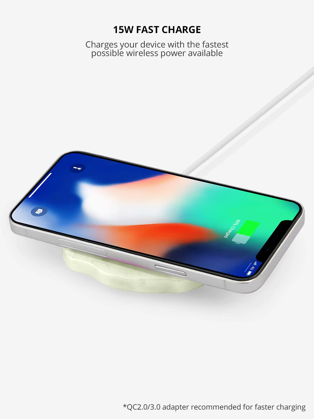 iPhone with Quartz Holographic Wireless Charger