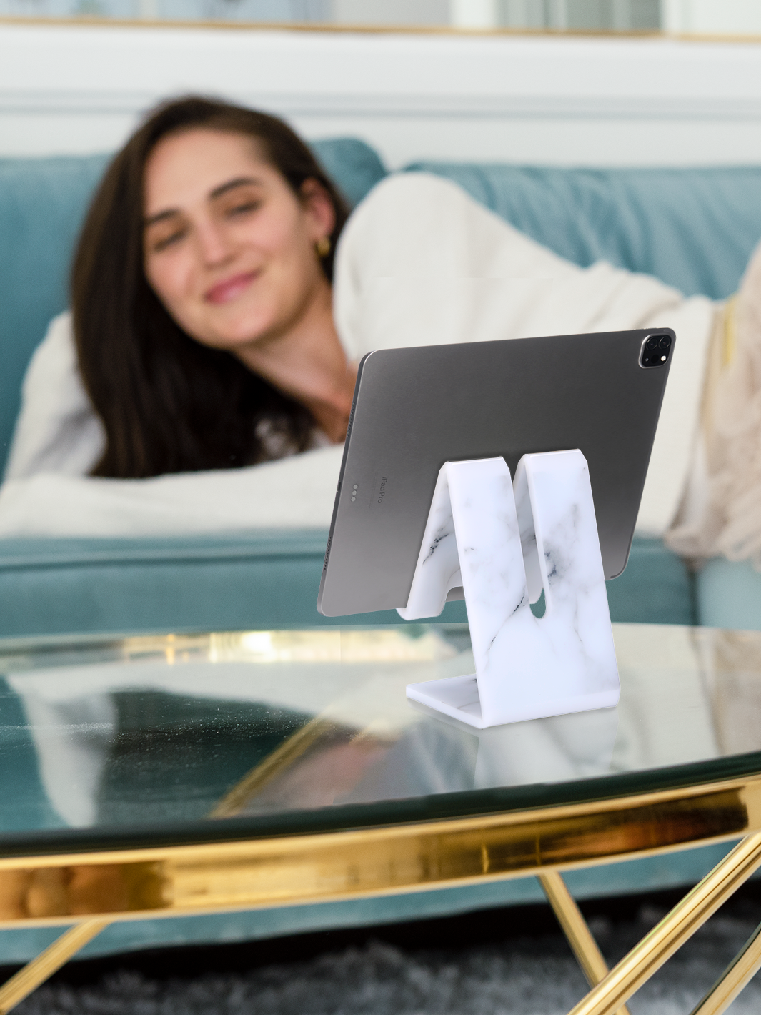 White Marble Phone and Tablet Stand