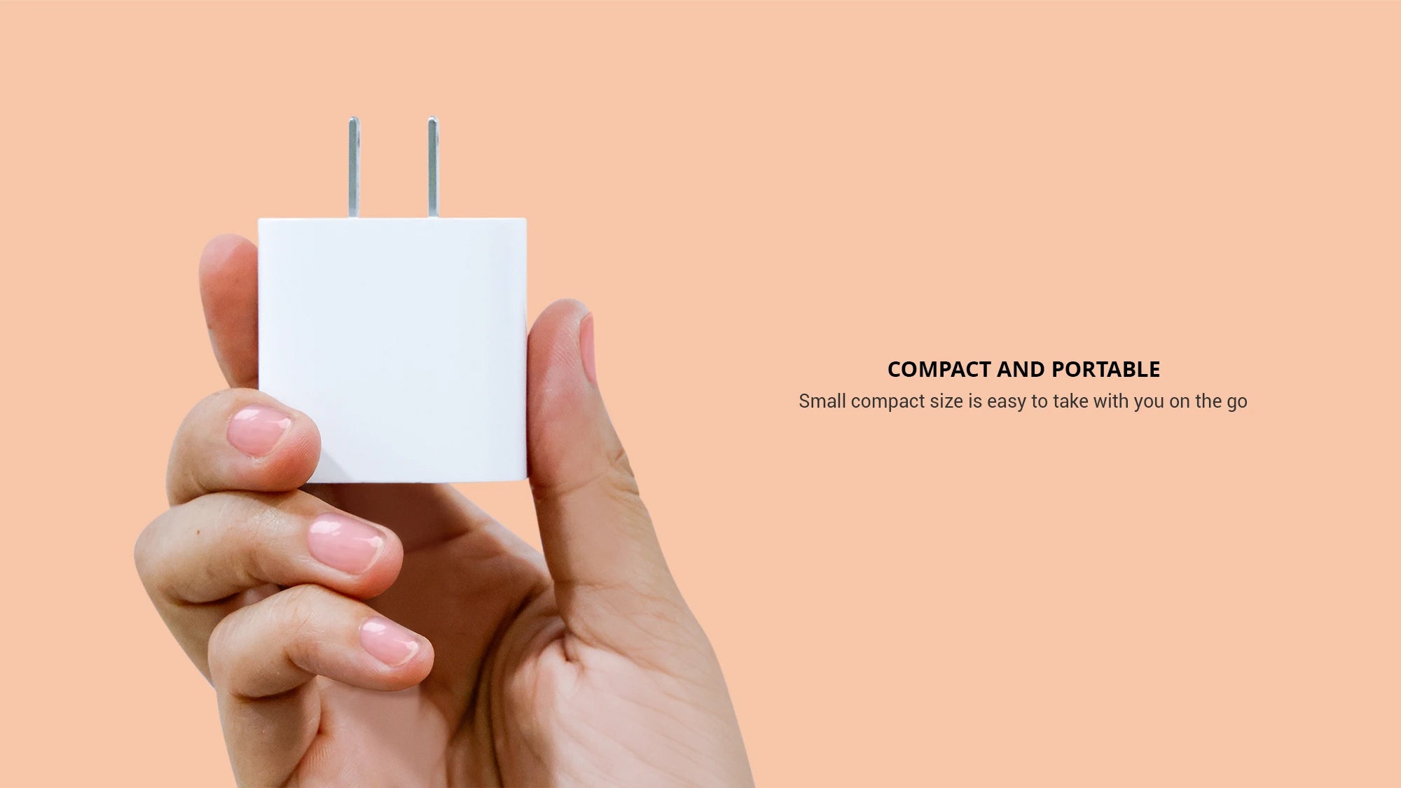 White and compact portable charger