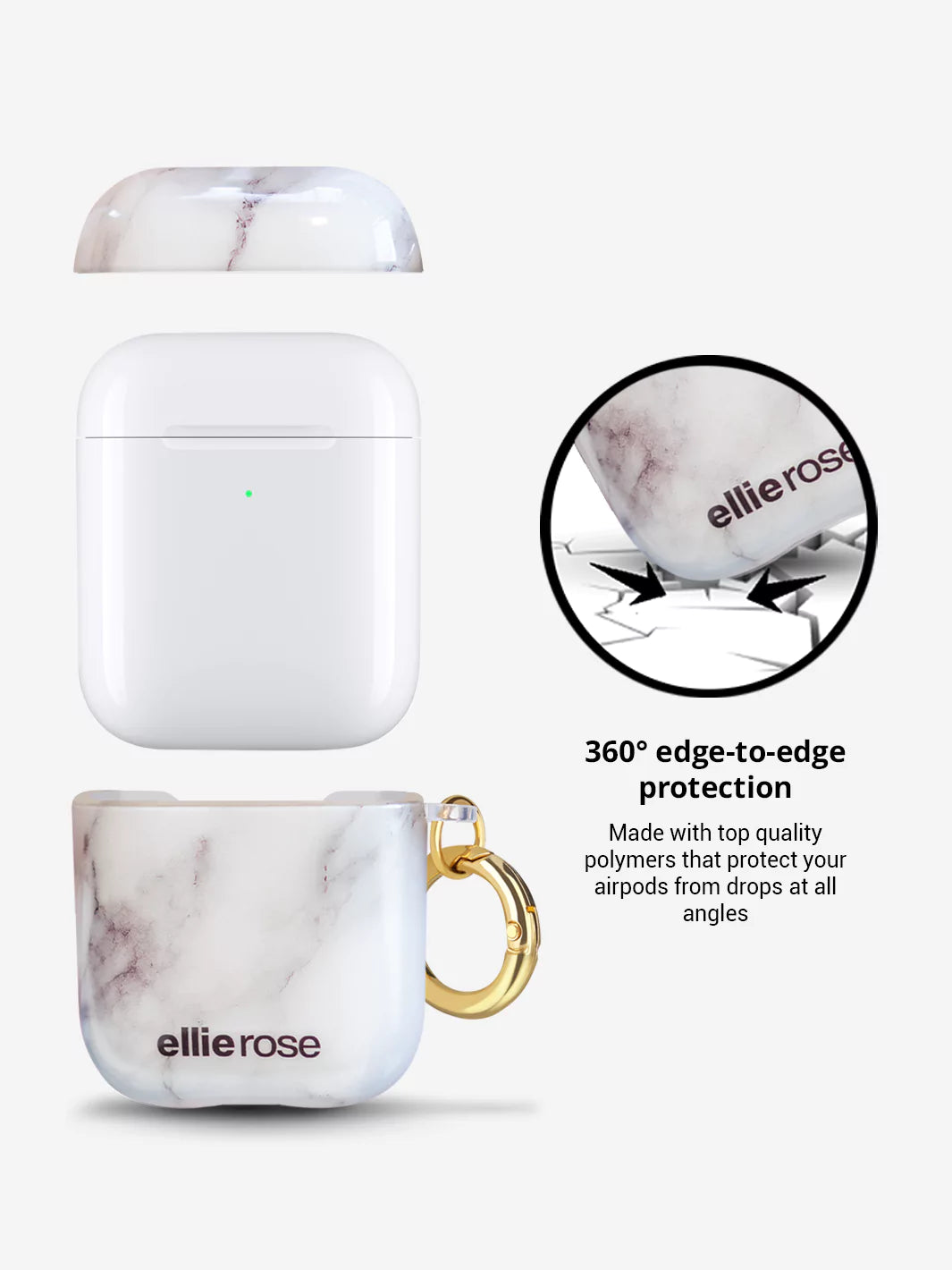 White Marble AirPods Case made with polymers for protection