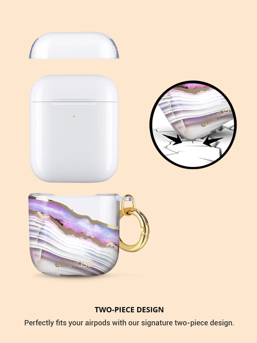 Lavender agate with gold ring 2 piece design