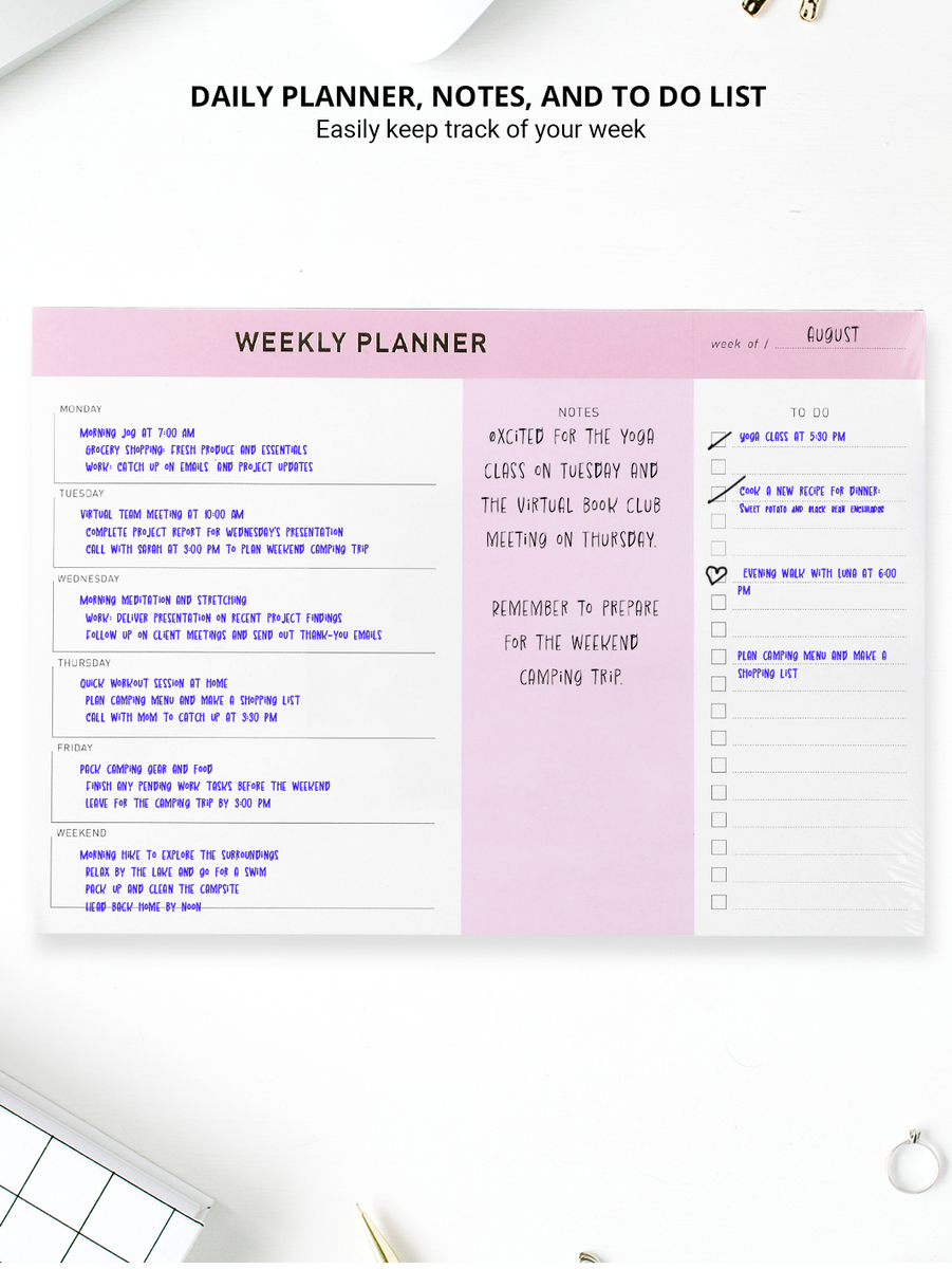 Ellie Rose  Weekly Planner Pad & 2 Rose Gold Pens