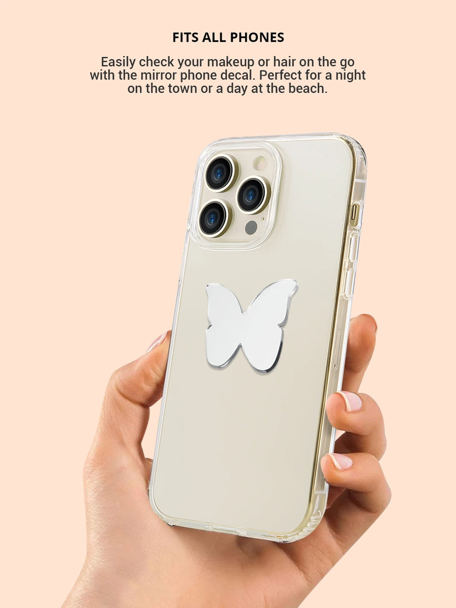 Iphone with stick on phone mirror butterfly