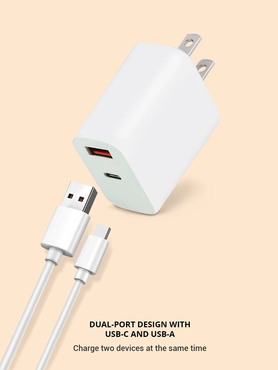 color white dual port usb design with usb c and usb a ports 