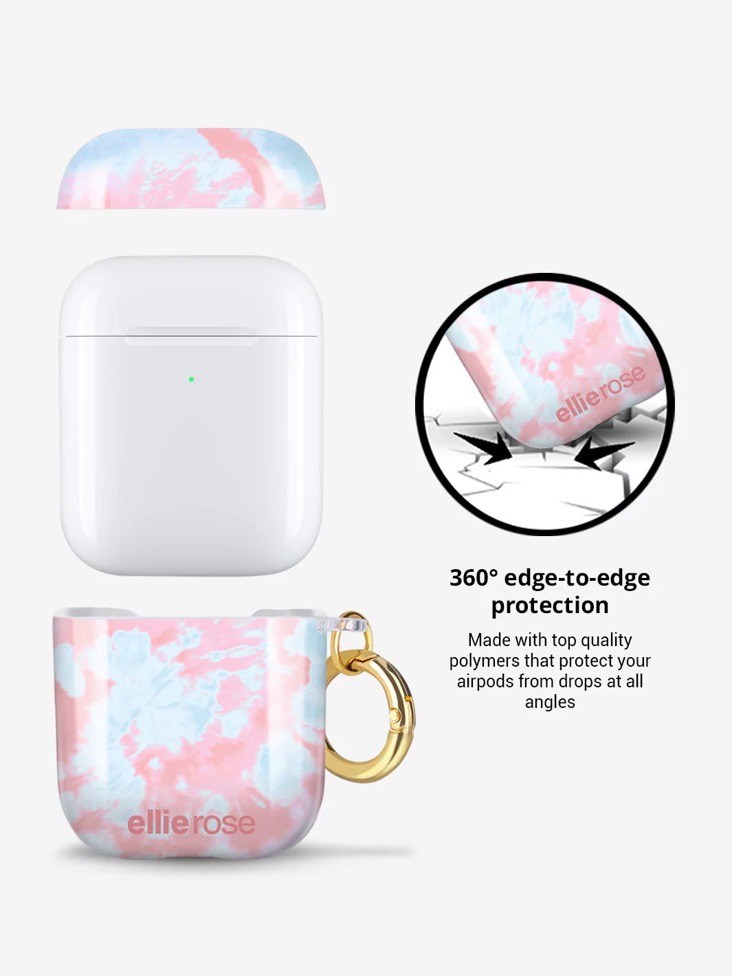 Pink and blue Tie Dye AirPods Case made with polymers for protection