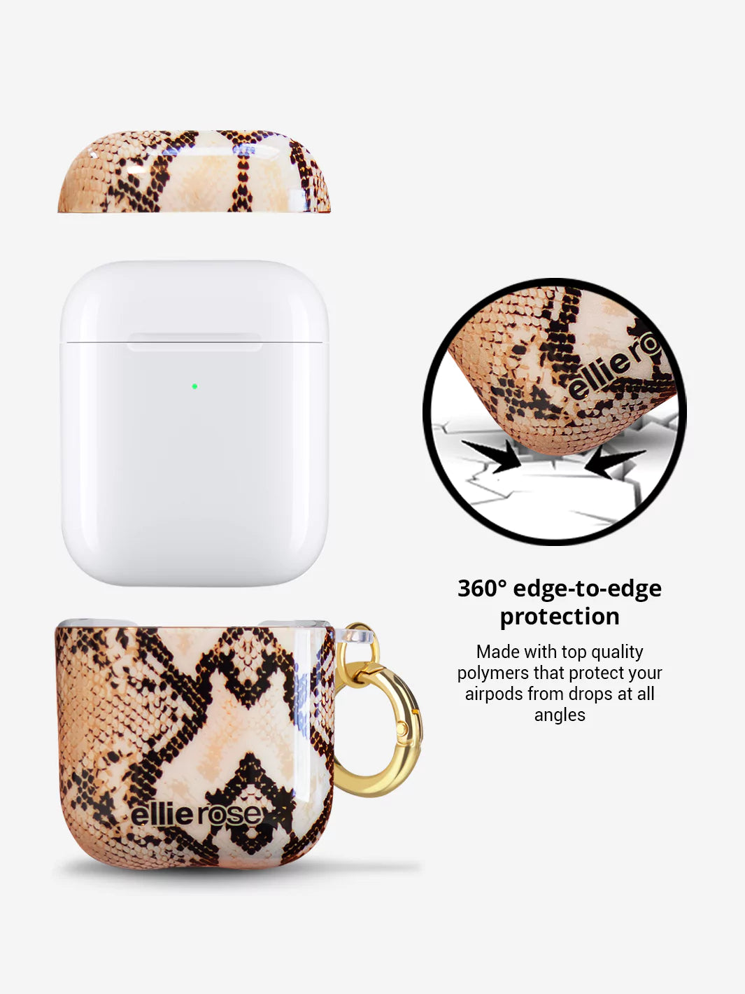 Snakeskin airpods case with 360 edge to edge protection