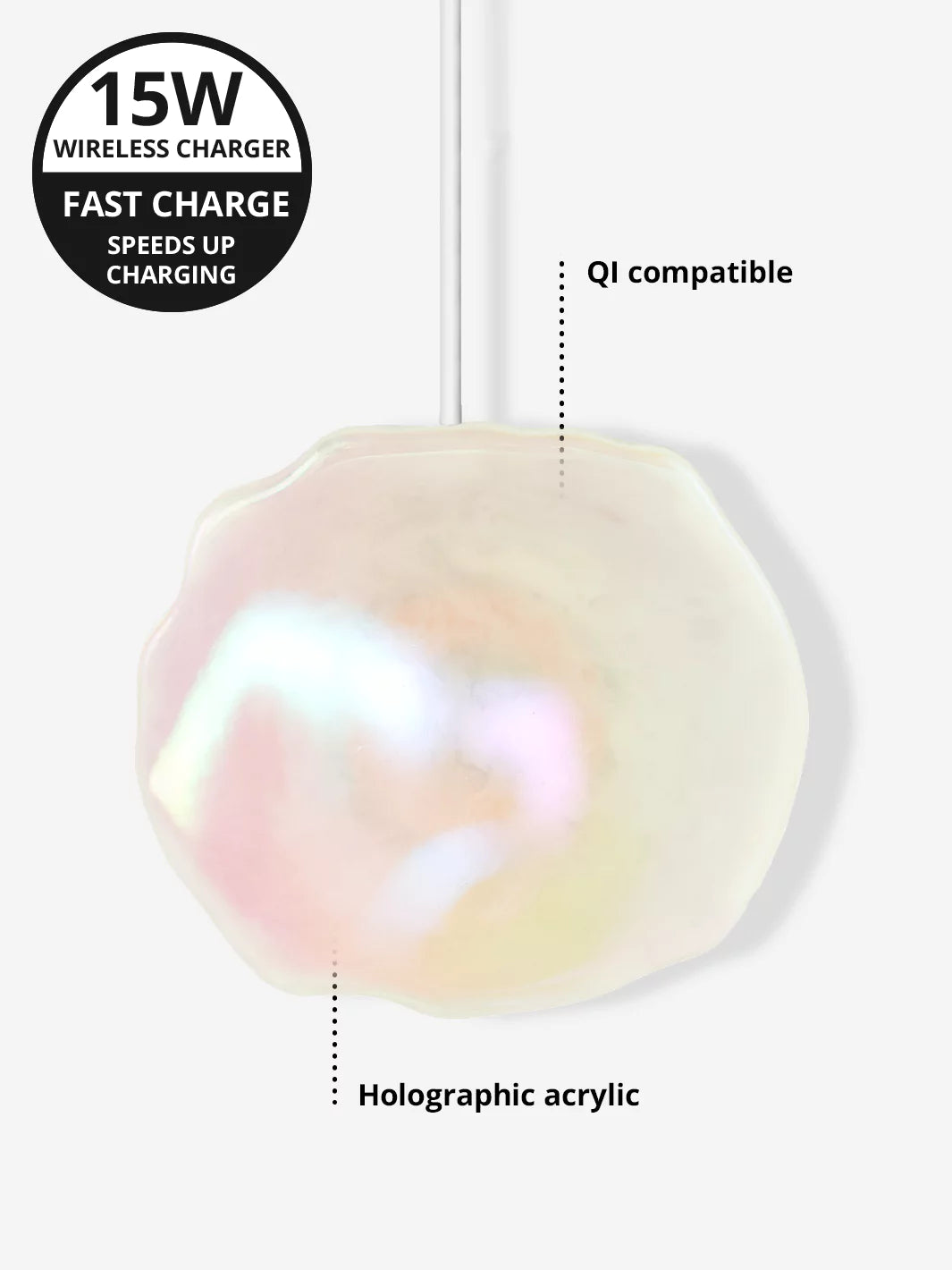 Quartz Holographic Wireless Charger 15w fast charge