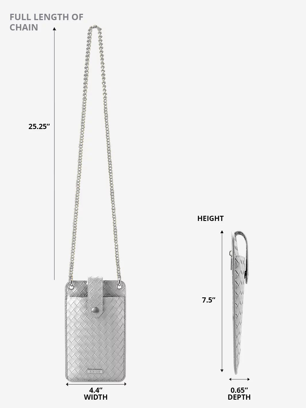 Ellie Rose Crossbody Phone Bag Silver Ellie Rose Crossbody Phone Bag Silver