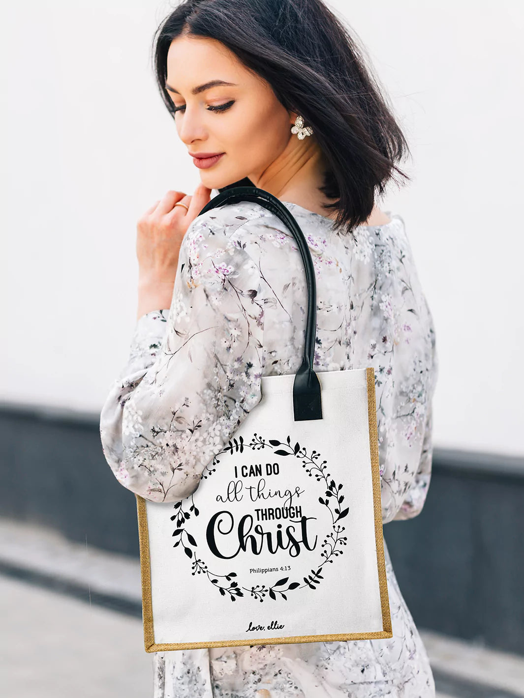 Market Tote Bag I Can Do All Things Through Christ Ellie Rose