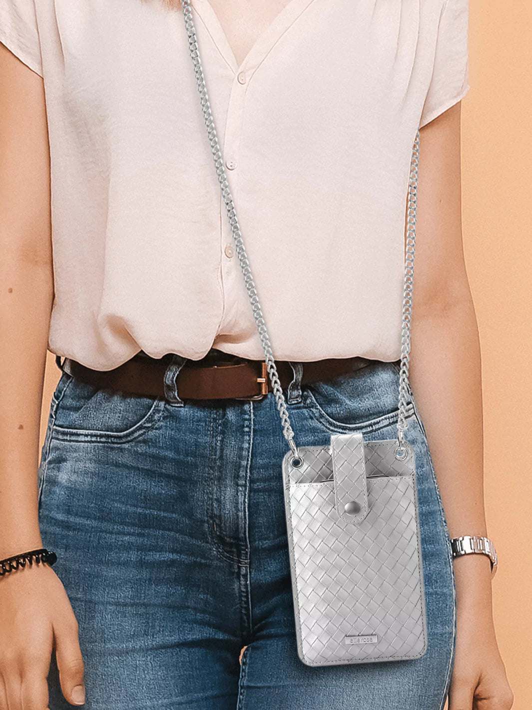 Ellie Rose Crossbody Phone Bag Silver