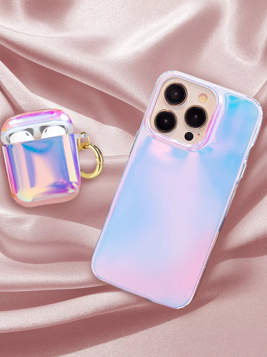 Aura Airpods Case and IPhone aura case in pink background