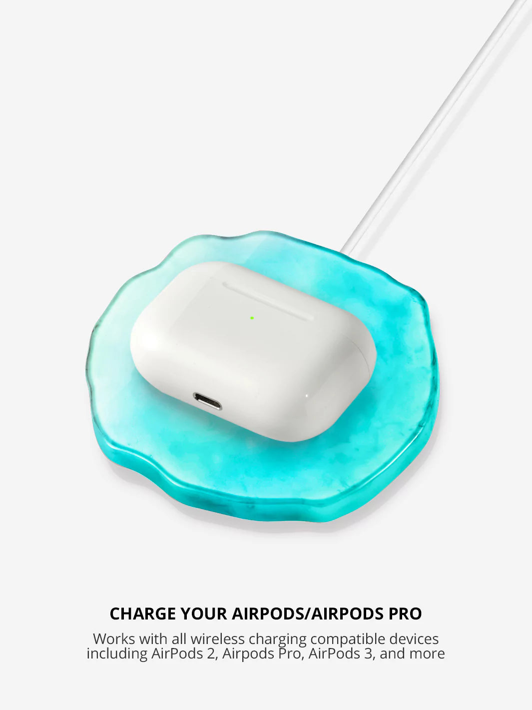 Charging an airpods pro on a Aqua Crystal Holographic Wireless Charger