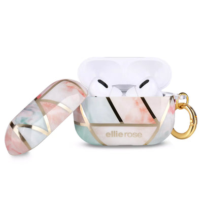 Two piece design Peachy green airpods pro case with gold ring