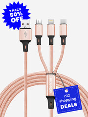Rose Gold 3-in-1 Charging Cable (USB A) - 2 PACK