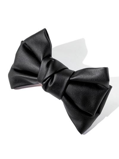 Vegan Leather Bow - Black