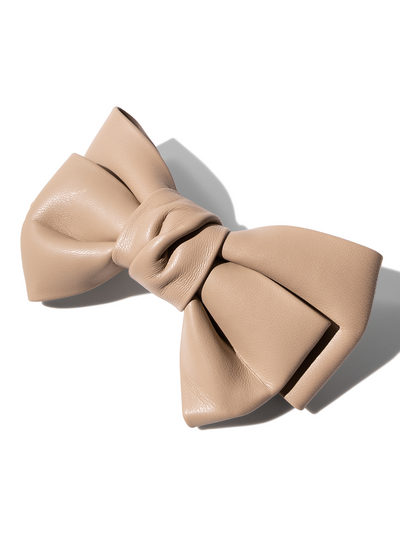 Vegan Leather Bow - Taupe
