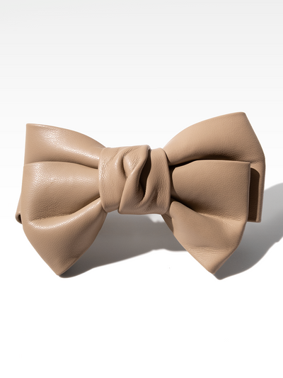 Vegan Leather Bow - Taupe