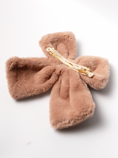 Faux Fur Bow- Blush