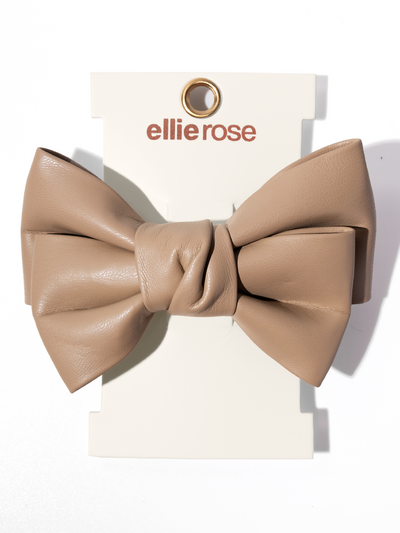 Vegan Leather Bow - Taupe