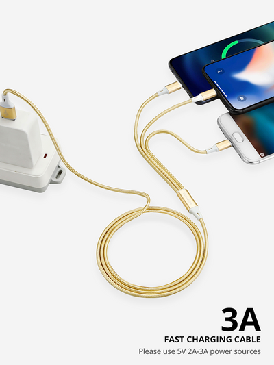 Gold 3-in-1 Charging Cable