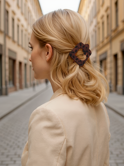 Flat-Lay Hair Clip - Matte Deep Tortoiseshell