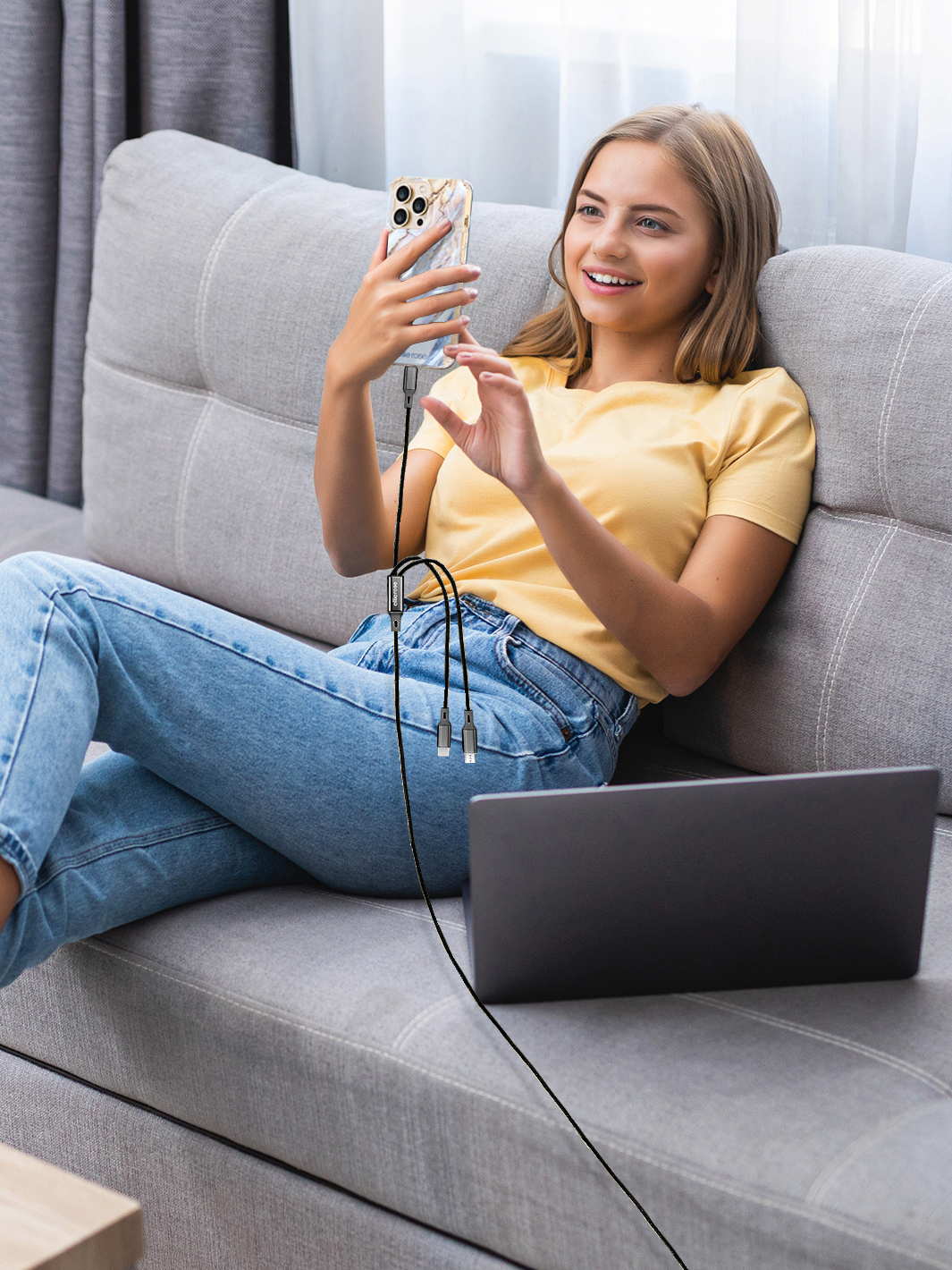 Black 3-in-1 Charging Cable