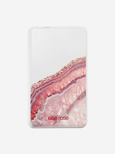 Rose Gold Agate Power Bank (USB-A + USB-C Ports)